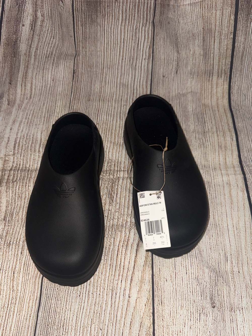 adidas Matte Black Closed-Toe Slip-Ons - Picture 3 of 4